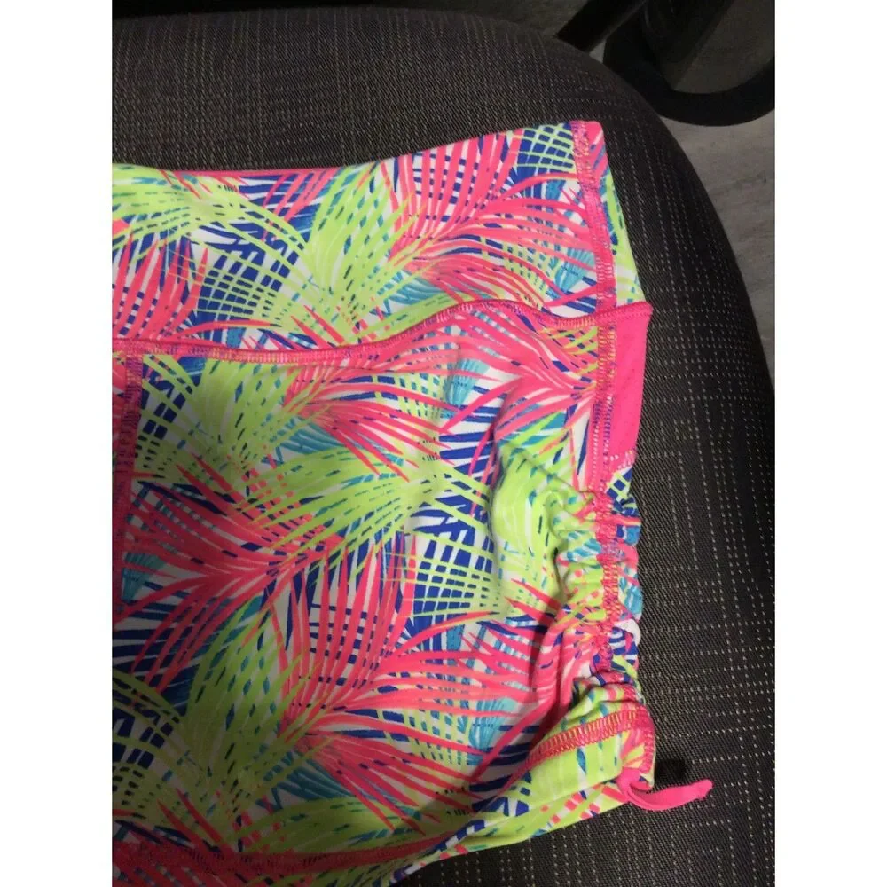 Victorias Secret Sport Small Print Shorts Neon Ruched Sides VSX